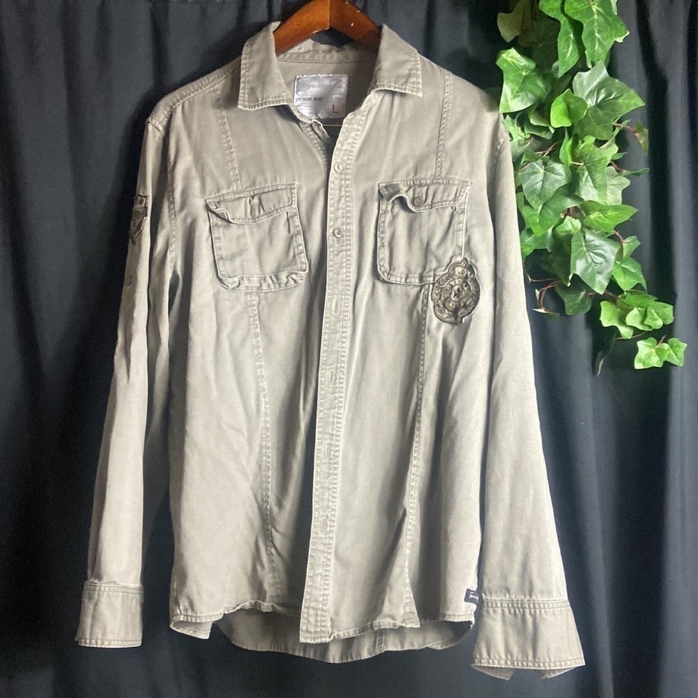 Seven Men's Long Sleeve Military Style Cargo Tactical Work Shirt